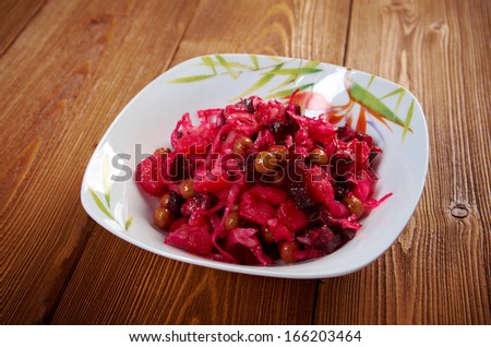 Vinaigrette -  Russian salad of beetroot, carrot, potato.farm-style Macedonian salad