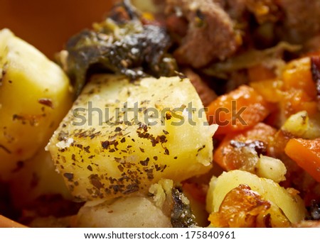 hot pot Stew with Carrots and Potatoes .country cuisine .farm-style