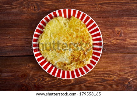 Swiss Roesti on a plate.closeup country cuisine
