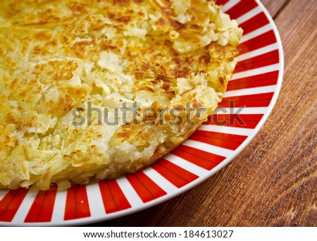Swiss Roesti on a plate.closeup country cuisine