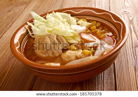 pozole - traditional pre-Columbian soup or stew from Mexico