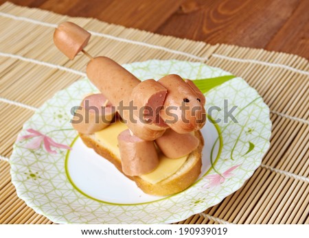 breakfast for child,sandwich made Ã?Â¢??Ã?Â¢??of dog sausages