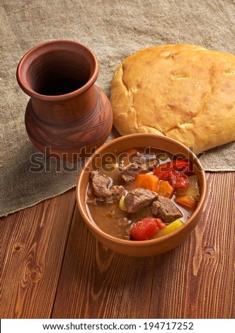 Old fashioned beef stew .homemade American beef stew.country cuisine
