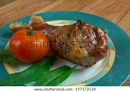 Honey garlic glazed  Turkey leg  baked .country cuisine