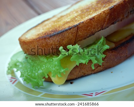 Cheese dream -  American grilled cheese sandwich made with bread, cheddar cheese,