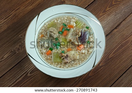 Graupensuppe - German Barley Soup close up