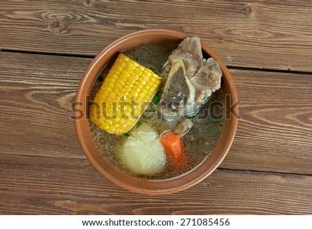 Cazuela -  given to a variety of dishes, specially from South America. cooking several kinds of meats and vegetables mixed.