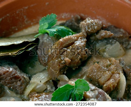 Zoervleis - regional meat dish from the Province of Limburg -  Netherlands.sour refers to a process of marinading the meat, generally horse meat
