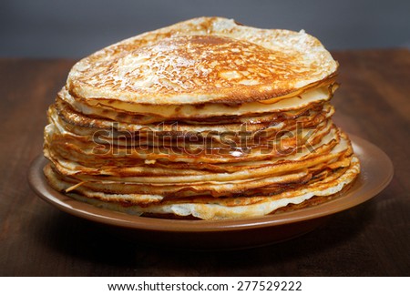 stack of pancakes on plate  - russian traditional food