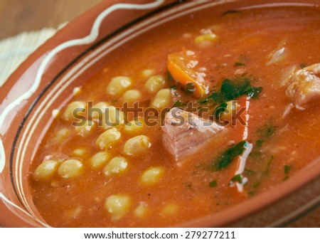 Chorba homos -  Algerian chick-pea Soup with meat and vegetables