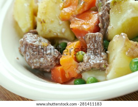 Scouse -  type of lamb or beef stew. stew commonly eaten by sailors throughout Northern Europe, which became popular in seaports  Liverpool.