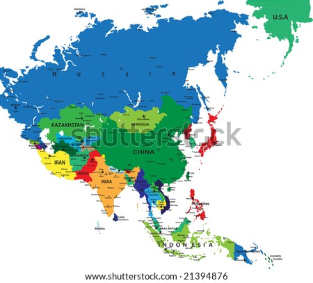 political map of asia and europe. physical map of asia and