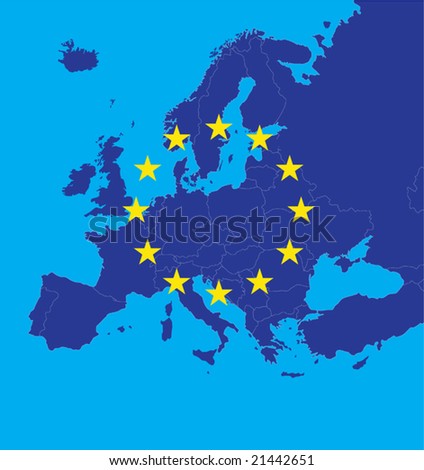 Europe  Vector Free on European Union Map With Flag Stars Stock Vector 21442651