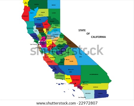 california map of state. State of California map