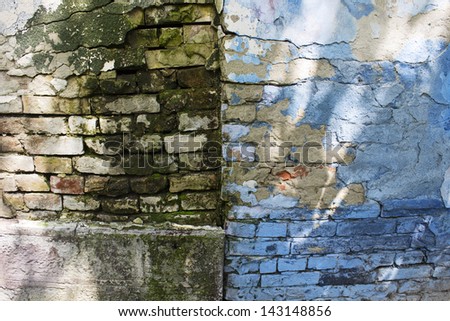 moisture on blue green wall