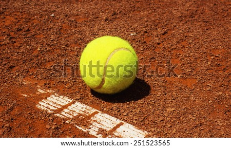 Tennis ball on red clay court,Clay Court Season with a finish in a Roland Garros