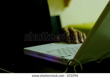 Typing computer  - working at night