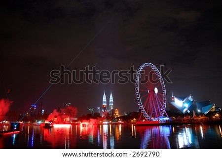 Eye on Malaysia - Ferris Wheel in Kuala Lumpur at night scenery