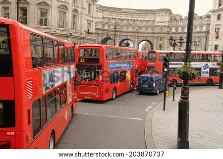 London, UK  March 28 2014:  London public transportation on rush hour