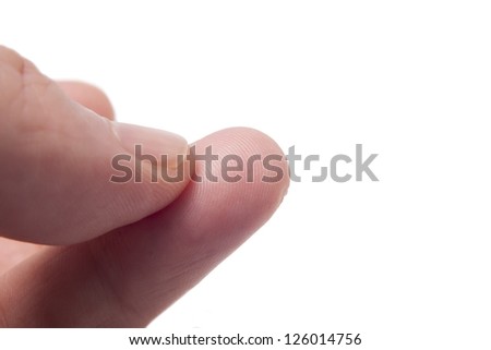 Human finger ready for blood test isolated on white