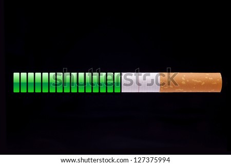 Cigarettes with downloading sign. Smoking is health hazard metaphor
