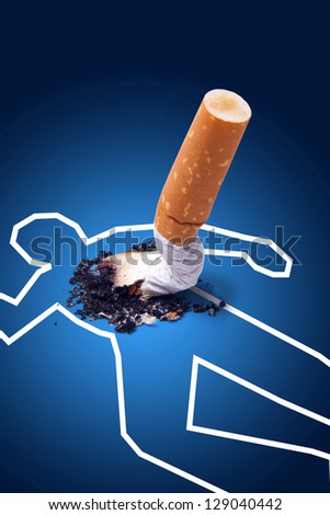 Cigarette crime scene - Anti smoking concept