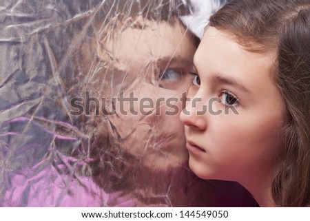 Portrait of beautiful teenage girl, Blurred background
