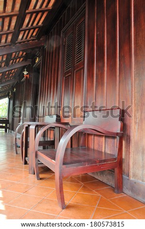 outdoor wood chairs in terrace