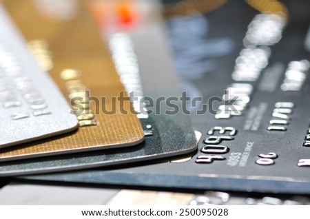 pack of credit cards in most shallow focus, selective focus