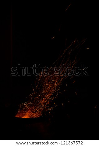 Sparks and Embers flying off a wood fire oven