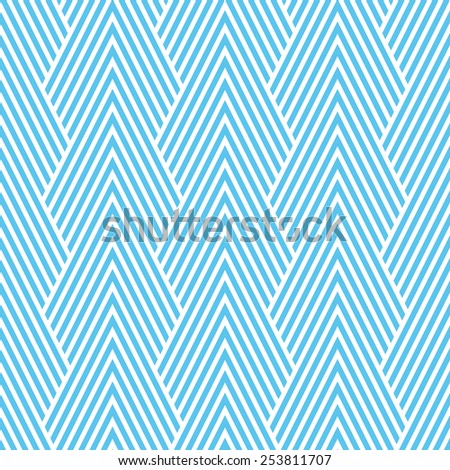 Seamless blue art deco optical chevron mountains pattern