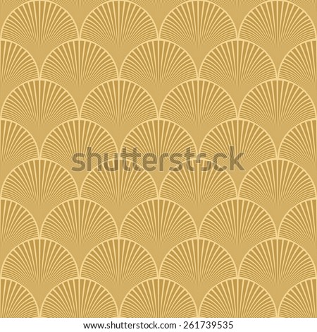 Seamless tacha brown japanese art deco floral waves pattern