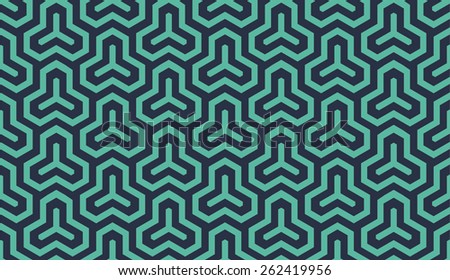 Seamless neon blue isometric hexagonal symmetry medieval pattern