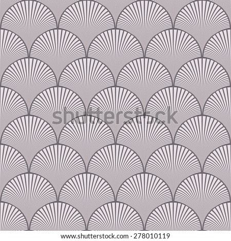 Seamless inverse black and white japanese art deco floral waves pattern