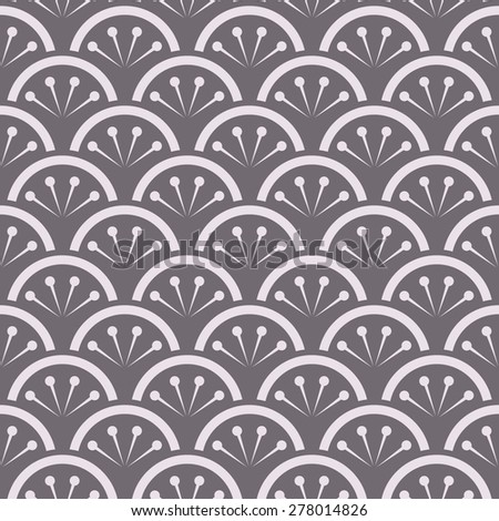 Seamless inverse black and white japanese floral waves pattern