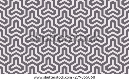 Seamless inverse black and white isometric hexagonal symmetry medieval pattern