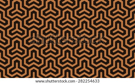 Seamless chocolate brown isometric hexagonal symmetry medieval pattern