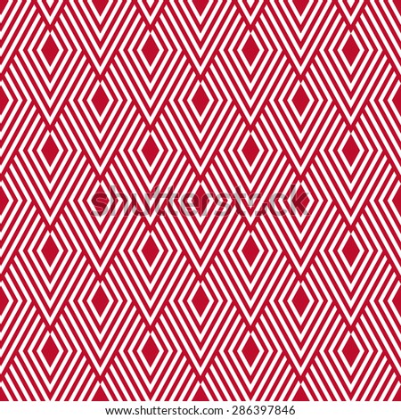 Seamless corporate red and white art deco op art diamond pattern