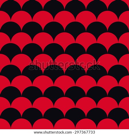 Seamless red and black vintage waves op art pattern