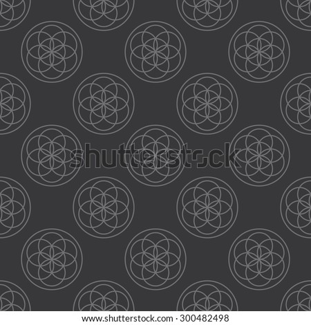 Seamless dark gray sacred geometry circles pattern