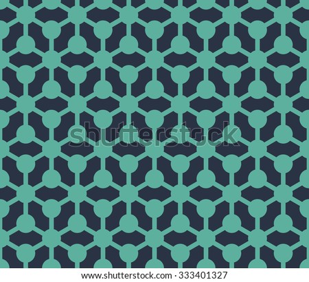 Seamless neon blue isometric knotted grid molecular tile pattern