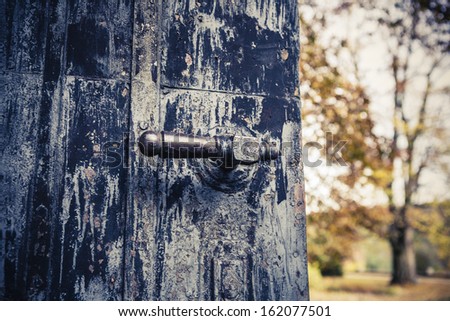 Retro old black door handle from steel