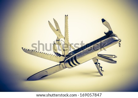 metallic swiss knife army keychain
