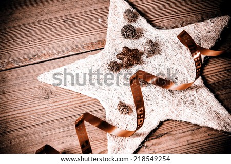 beautiful christmas decoration - on the wooden floor