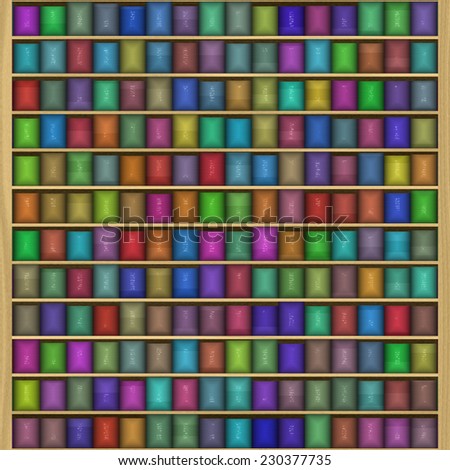 seamless texture of funny color bookshelf, bookcase