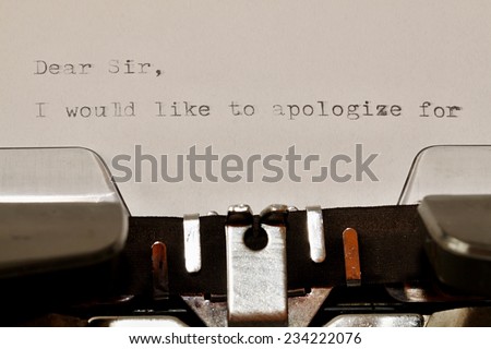 Letter with a title Dear Sir typed on old typewriter