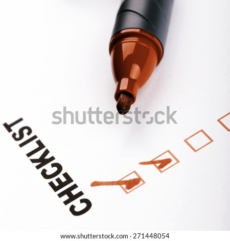 To Do list or checklist with check marks isolated on white with red pen
