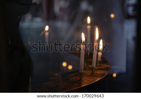 Candles, incenses and lanterns are the main source of light at Senso-ji temple in Asakusa, Tokyo, Japan.