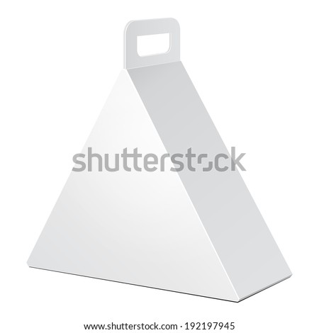White Cardboard Triangle Carry Box Bag Packaging For Food Gift Or Other Products On White Background Isolated Ready For Your Design Product Packing Vector EPS10 White Cardboard Triangle Carry Box Bag Packaging For Food Gift Or Other Products On White Background Isolated Ready For Your Design Product Packing Vector EPS10