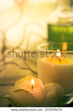 Elements of spa treatments including scented candles
